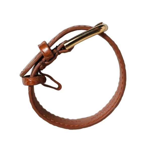 Dolce & Gabbana Accessories - Dolce & Gabbana Brown Textured Leather Gold Buckle Belt Strap Women's Bracelet